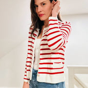 Chic Striped Knit Cardigan for Women - Sara closet