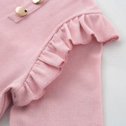 Plus Size Rib Knit Ruffle Blouse - Sara closet