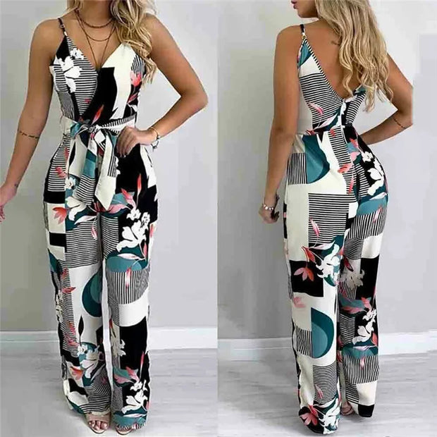 Floral Sleeveless Jumpsuit - Sara closet