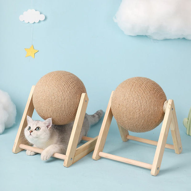"Introducing the Pet-Friendly Cat Scratcher Ball: A purr-fect combination of playfulness and scratching satisfaction, designed to keep your feline friend entertained and their claws healthy."