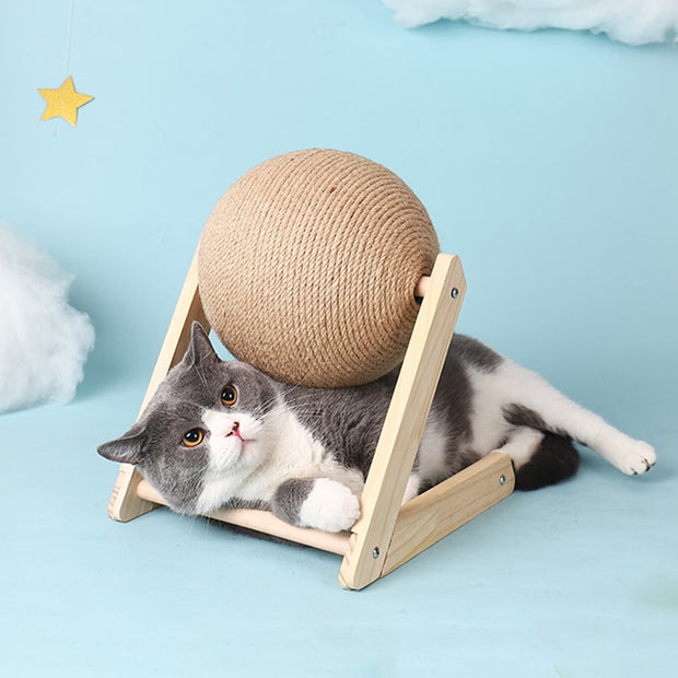 "Introducing the Pet-Friendly Cat Scratcher Ball: A purr-fect combination of playfulness and scratching satisfaction, designed to keep your feline friend entertained and their claws healthy."