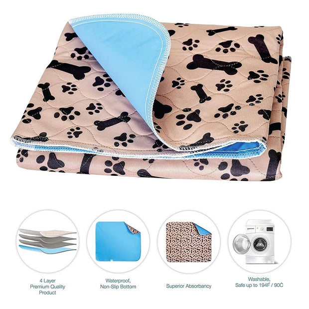 "Fast-Absorbing Reusable Pet Mats: Keep your floors clean with these quick-drying mats, perfect for your pet's spills and accidents."