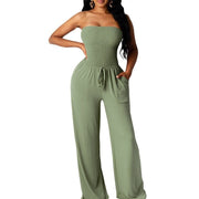 Strapless lace-up women's jumpsuit - a trendy and chic one-piece outfit with a lace-up detail, ideal for fashionable and stylish looks.