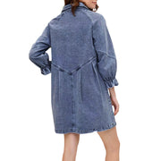 Lantern Sleeve Denim Dress - Sara closet