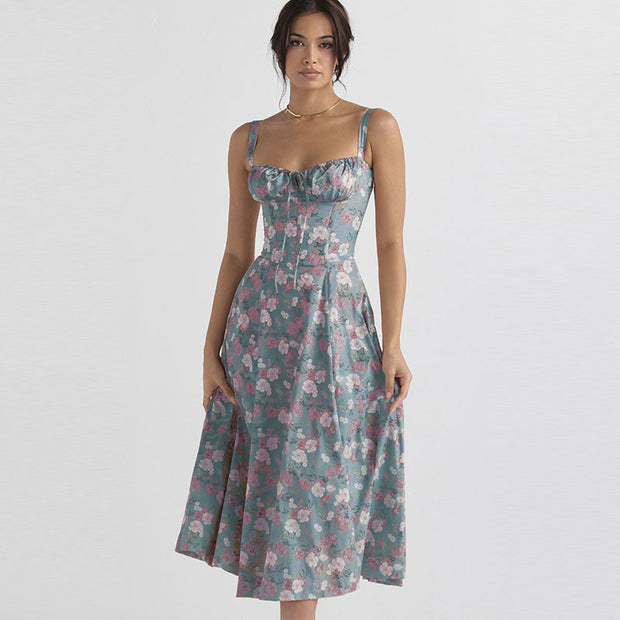 Elegant floral print summer dress - a sophisticated and stylish dress adorned with floral prints, perfect for a chic and feminine look during the summer.