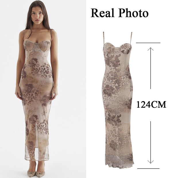 Sexy mesh celebrity dress, exuding glamour and allure. Featuring a figure-hugging silhouette and sheer mesh panels, this dress is perfect for making a bold statement at red carpet events or upscale parties.