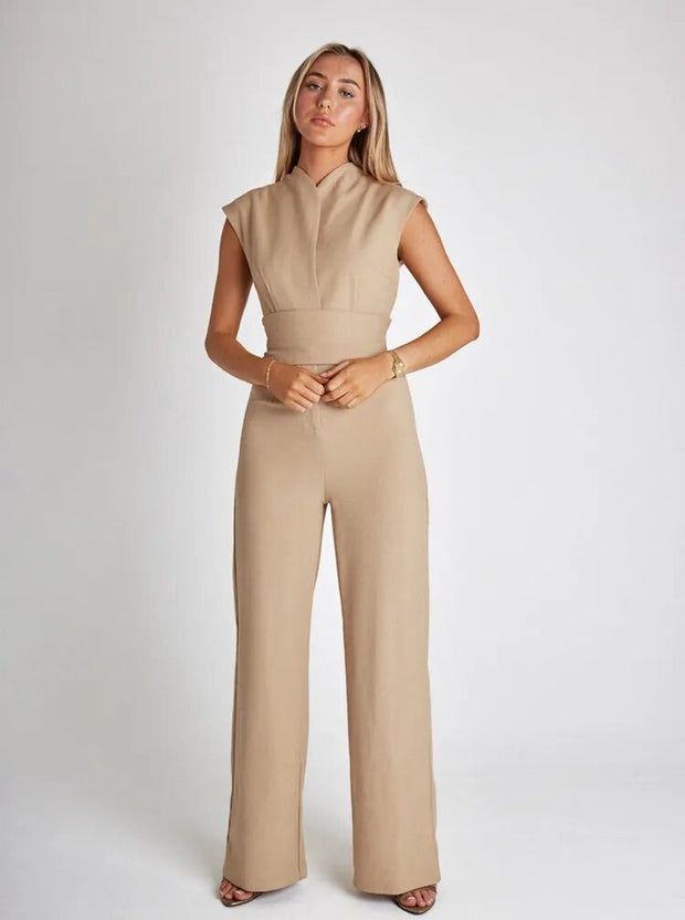 Summer elegant sleeveless jumpsuit - a stylish and sophisticated one-piece outfit perfect for warm weather, featuring a sleeveless design for chic and comfortable wear.