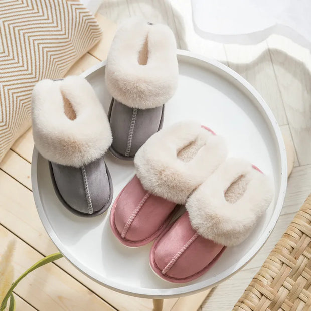 Winter Plush Fur Slippers - Cozy and Luxurious Footwear for Cold Nights