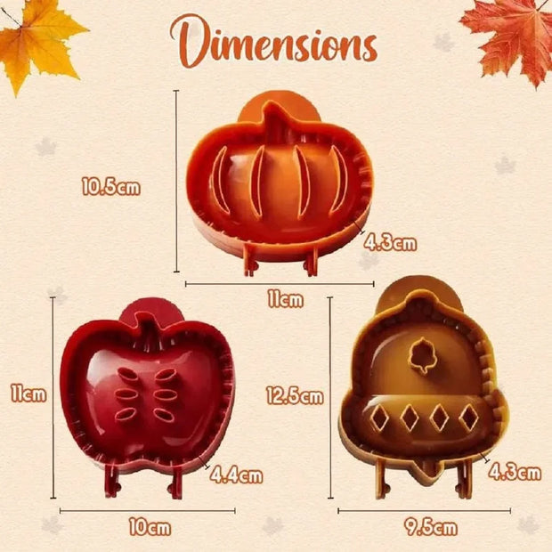 Pedashop Fall Hand Pie Molds Set of 3  3D Christmas Pie Mould  Dough Press Mold Tool with Apples Pumpkins and Acorn Shape  Mini Pumpking Pie Decoration Wraper  Dough Stamp Cutter  Mini Pumpking Pie Decoration  Wraper Dough Stamp Cutter  Fall Hand Pie Molds Set of 3  Christmas Cookie Moulds  Christmas Theme Cute Pocket Pie Mold  Dough Presser Pocket Pie Molds for Christmas