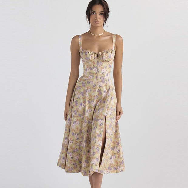 Elegant floral print summer dress - a sophisticated and stylish dress adorned with floral prints, perfect for a chic and feminine look during the summer.