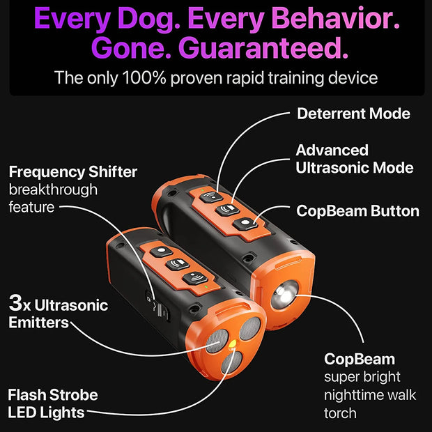 "Rechargeable Bark Deterrent: Discourage excessive barking while providing illumination with this convenient, eco-friendly LED flashlight solution."