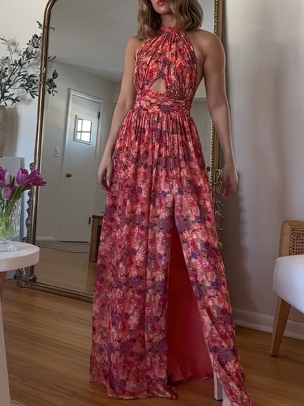 Sleeveless Floral Maxi Dress - Elegant Design with Beautiful Floral Patterns for a Chic and Feminine Look.