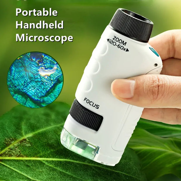 "Explore the microscopic world with our Pocket Microscope Kit! Featuring 60-120x magnification, LED light, and educational STEM activities for curious minds."