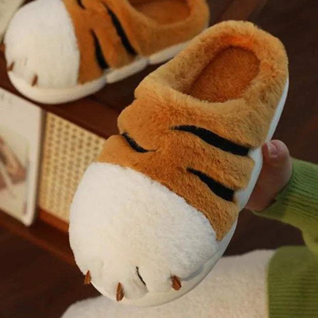 Cute Tiger Claw Fluffy Slippers - Adorable Footwear for Cozy Nights In