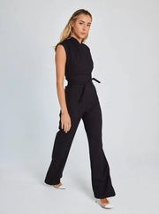 Summer elegant sleeveless jumpsuit - a stylish and sophisticated one-piece outfit perfect for warm weather, featuring a sleeveless design for chic and comfortable wear.