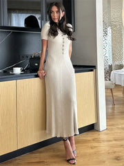 Lapel high waist maxi dress - a sophisticated and elegant dress with a lapel collar and high waist design, perfect for a polished and chic look.