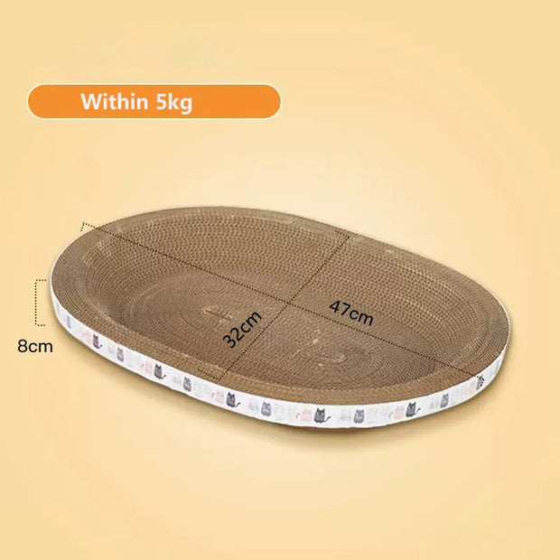 The Round Oval Corrugated Cat Scratcher is a durable and eco-friendly scratching solution for your feline friend. Made from sturdy corrugated cardboard, this scratcher provides an ideal surface for cats to sharpen their claws and stretch. Its round oval shape offers stability and versatility, allowing your cat to scratch comfortably from various angles.