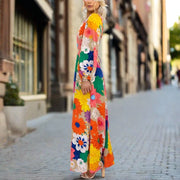 Colorful Floral Print Dress - Sara closet