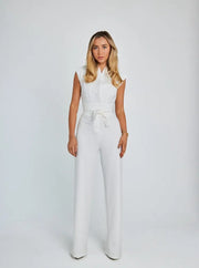 Summer elegant sleeveless jumpsuit - a stylish and sophisticated one-piece outfit perfect for warm weather, featuring a sleeveless design for chic and comfortable wear.