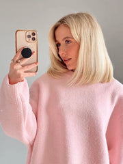 Cozy Pink Knit Sweater - Sara closet
