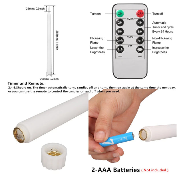 LED Taper Candles | Flameless Candles  Flameless Taper Candles  White LED Taper Candles  Led Taper Candles  Flameless LED Taper Candles (Set of 2)  Led Taper Candle  Premium Flickering Flameless Wax Taper Candle  LED Flameless Taper Candles (Set of 4)  Flameless LED Taper Candle with Timer