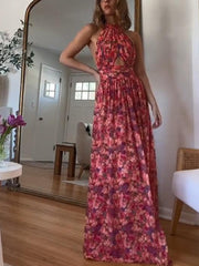 Sleeveless Floral Maxi Dress - Elegant Design with Beautiful Floral Patterns for a Chic and Feminine Look.