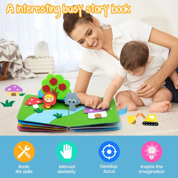 "Introduce your little one to the world of learning with our Montessori 3D Baby Cloth Book! Engage their senses with colorful textures and interactive pages."