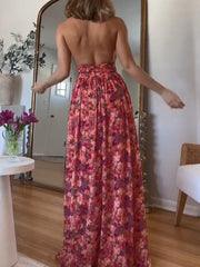 Sleeveless Floral Maxi Dress - Elegant Design with Beautiful Floral Patterns for a Chic and Feminine Look.
