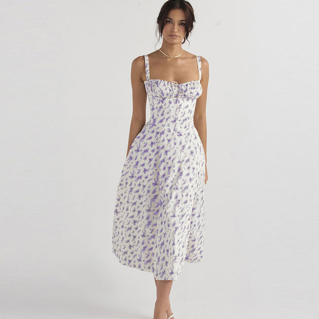 Elegant floral print summer dress - a sophisticated and stylish dress adorned with floral prints, perfect for a chic and feminine look during the summer.