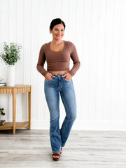 Tummy Control Bootcut Jeans: Flattering and stylish, these bootcut jeans feature built-in tummy control for a sleek silhouette. Perfect for versatile styling, they offer both comfort and confidence in every wear.