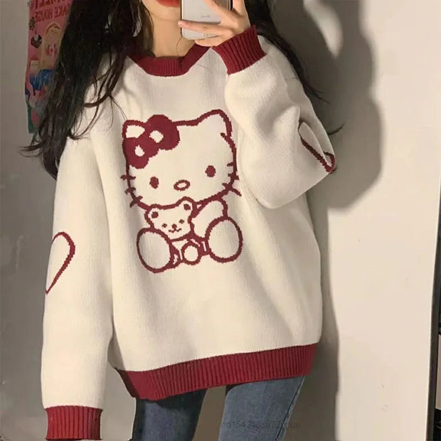 Hello Kitty O-Neck Sweater - Sara closet