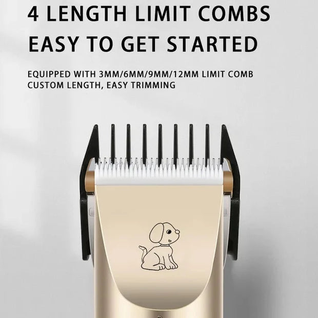 "Rechargeable Pet Hair Clippers: Convenient grooming solution for your pet, offering cordless operation and efficient hair trimming."