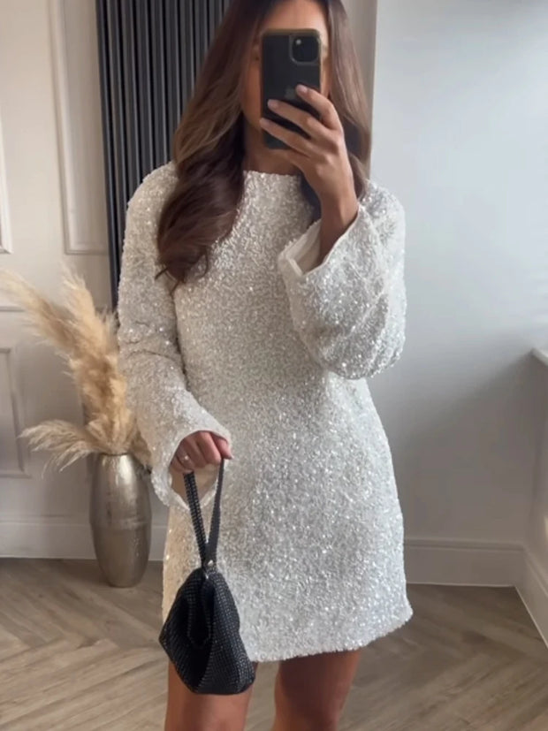 Chic Sequin Mini Dress: Elegant Holiday Glamour - Sara closet