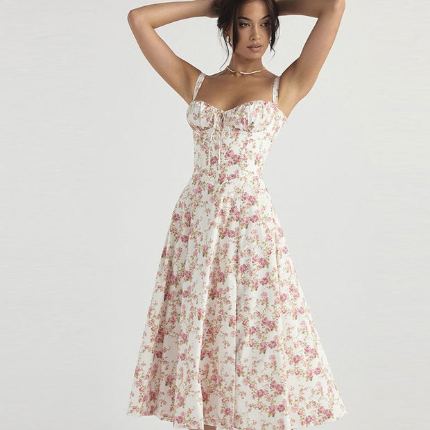 Elegant floral print summer dress - a sophisticated and stylish dress adorned with floral prints, perfect for a chic and feminine look during the summer.