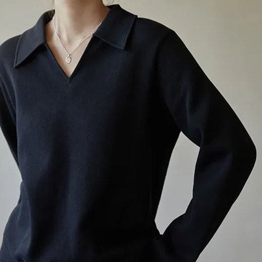 V-Neck Black Sweater Women - Sara closet