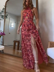 Sleeveless Floral Maxi Dress - Elegant Design with Beautiful Floral Patterns for a Chic and Feminine Look.