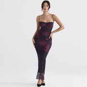 Sexy mesh celebrity dress, exuding glamour and allure. Featuring a figure-hugging silhouette and sheer mesh panels, this dress is perfect for making a bold statement at red carpet events or upscale parties.