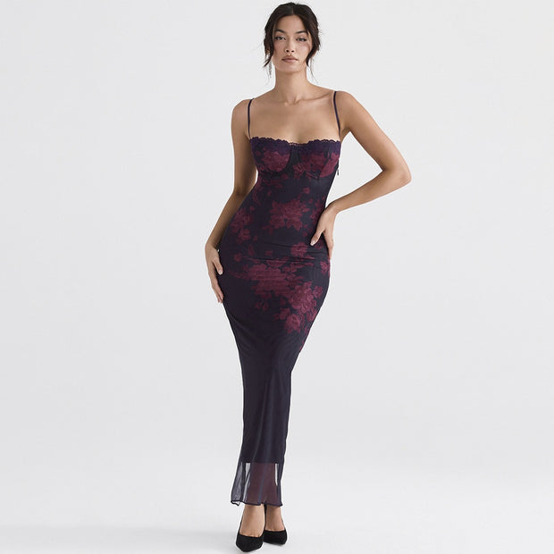 Sexy mesh celebrity dress, exuding glamour and allure. Featuring a figure-hugging silhouette and sheer mesh panels, this dress is perfect for making a bold statement at red carpet events or upscale parties.