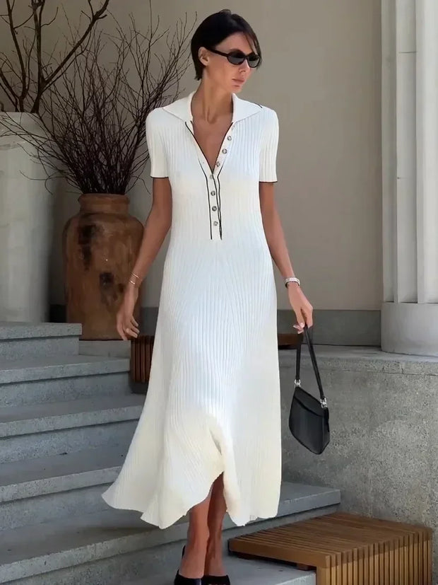 Lapel high waist maxi dress - a sophisticated and elegant dress with a lapel collar and high waist design, perfect for a polished and chic look.