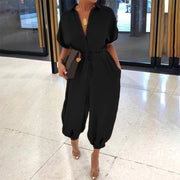 Chic High-Waist Jumpsuit - Elegant and Versatile One-Piece for Effortless Style