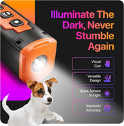 "Rechargeable Bark Deterrent: Discourage excessive barking while providing illumination with this convenient, eco-friendly LED flashlight solution."