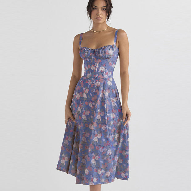 Elegant floral print summer dress - a sophisticated and stylish dress adorned with floral prints, perfect for a chic and feminine look during the summer.