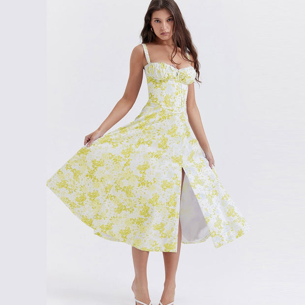 Elegant floral print summer dress - a sophisticated and stylish dress adorned with floral prints, perfect for a chic and feminine look during the summer.