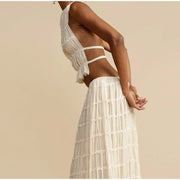 Backless Lace-Up Maxi Skirt Set - Sara closet