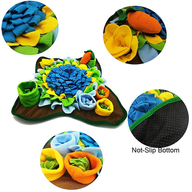 Introducing the Snuffle Bliss Mat: Your pet's ultimate sensory experience, perfect for engaging their natural instincts and promoting mental stimulation during mealtime.
