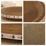 The Round Oval Corrugated Cat Scratcher is a durable and eco-friendly scratching solution for your feline friend. Made from sturdy corrugated cardboard, this scratcher provides an ideal surface for cats to sharpen their claws and stretch. Its round oval shape offers stability and versatility, allowing your cat to scratch comfortably from various angles.