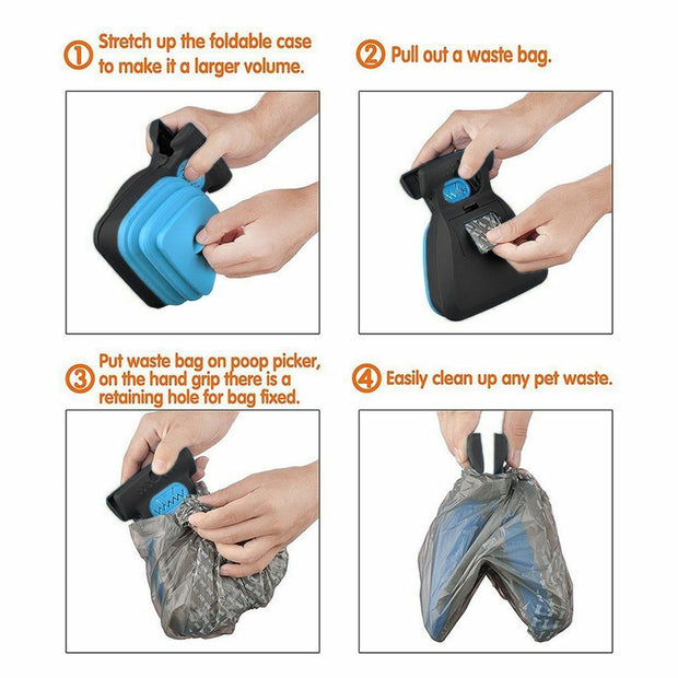 "Foldable Dog Poop Scoop: Conveniently clean up after your pet with this portable, space-saving tool for hassle-free walks."