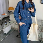 Women Denim Jumpsuits - Trendy and Versatile One-Piece Ensemble for Casual Chic