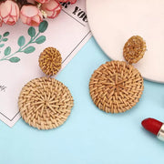 Round Rattan Earrings - Natural and Boho-inspired Accessories for Effortless Style.