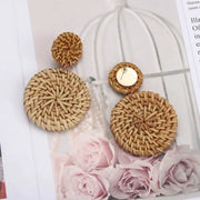 Round Rattan Earrings - Natural and Boho-inspired Accessories for Effortless Style.